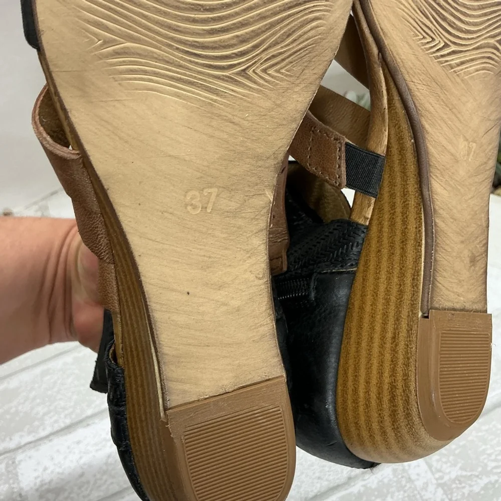 Miz Mooz Black and Brown Strappy Sandals